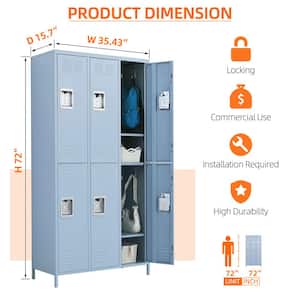 35.43 in. W x 72 in. H x 15.7 in. D Lockable Freestanding Cabinets with 6 doors for School,Gym and Home in Light gray