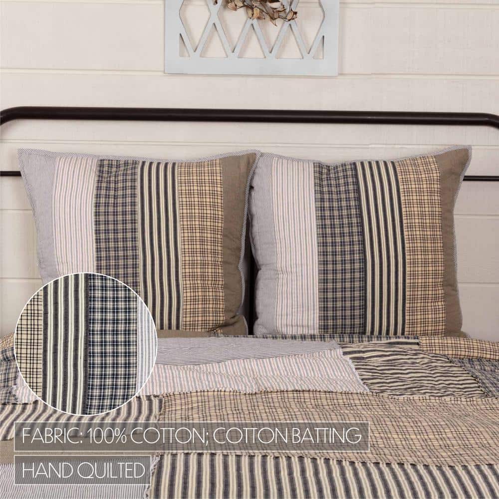 Ashmont Patchwork Cotton Euro Sham Set in Gray and Blue