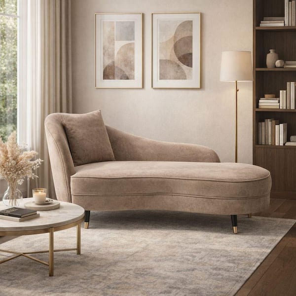 Harper & Bright Designs Curved Nomad Velvet Fabric Chaise Lounge