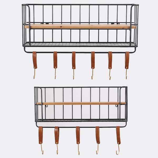 LuxenHome 2-Piece Wood & Metal Decorative Wall Shelf