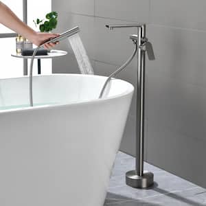 Kafir Singe-Handle Floor Mount Freestanding Bathtub Faucet Filer with Hand Shower in Brushed Nickel
