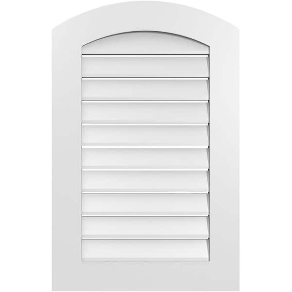 Ekena Millwork 22" x 32" Arch Top Surface Mount PVC Gable Vent: Non-Functional with Standard Frame