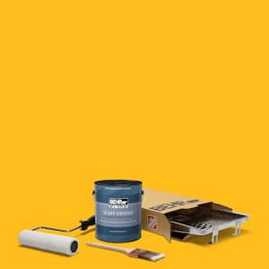 1 gal. #P290-7 Laser Lemon Ultra Satin Enamel Interior Paint and Wooster Set All-in-1 Project Kit (5-Piece)