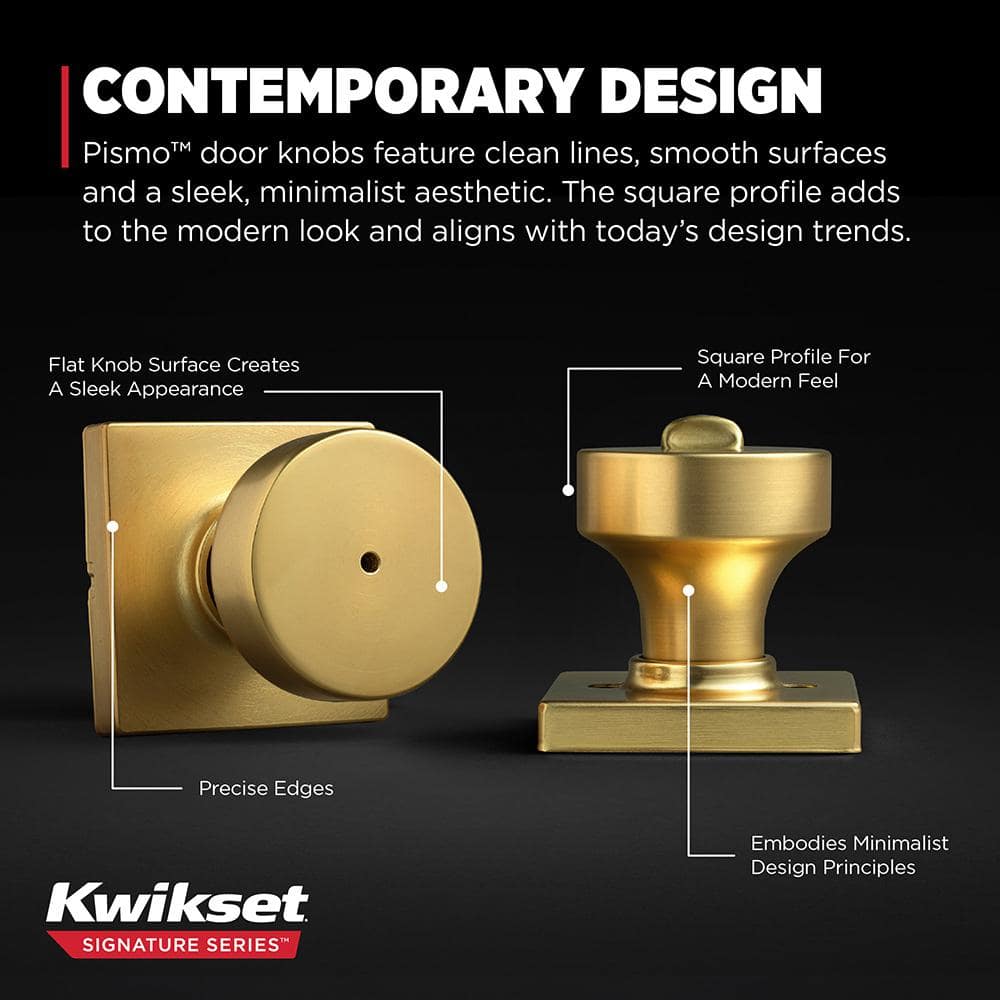 Satin Brass Square Privacy Door Knob with Circle Handle