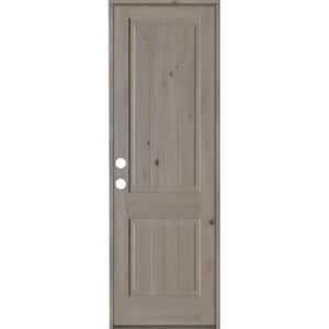 30 in. x 96 in. Rustic Knotty Alder Square Top V-Grooved Right-Hand/Inswing Grey Stain Wood Prehung Front Door
