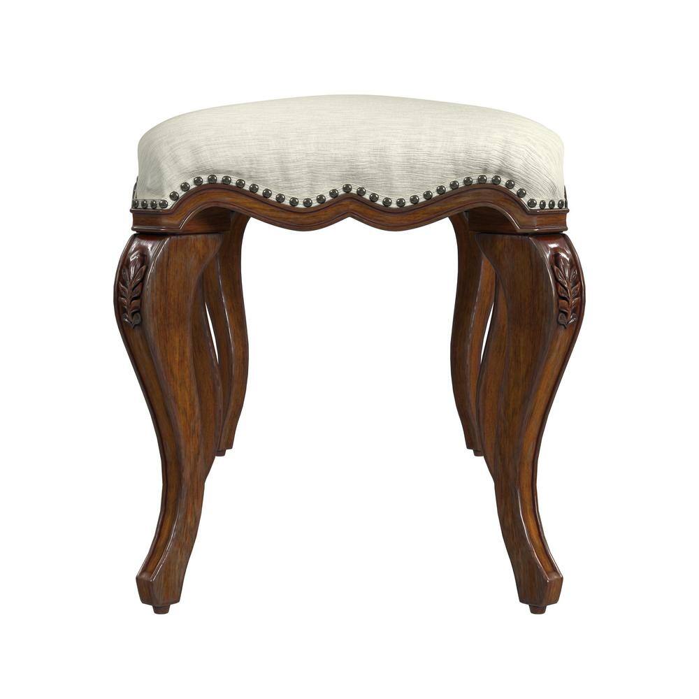 Michelline Light Cherry and Cream Upholstered Bench