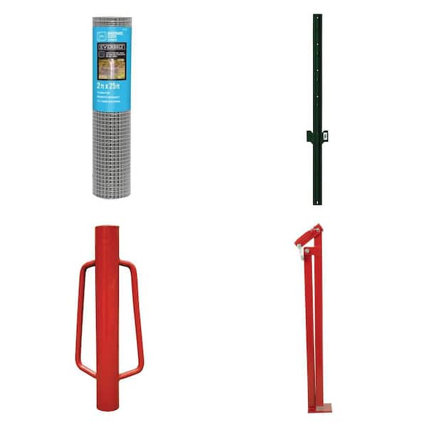 1/2 in. Mesh Hardware Cloth, 3 ft. U-Fence Post, Post Driver, T-Post Puller