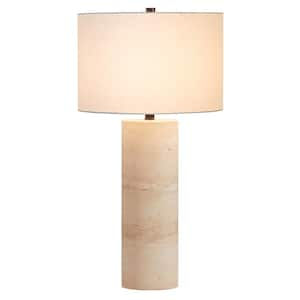 Corbett 29 in. Natural Travertine Stone Table Lamp with Fabric Shade