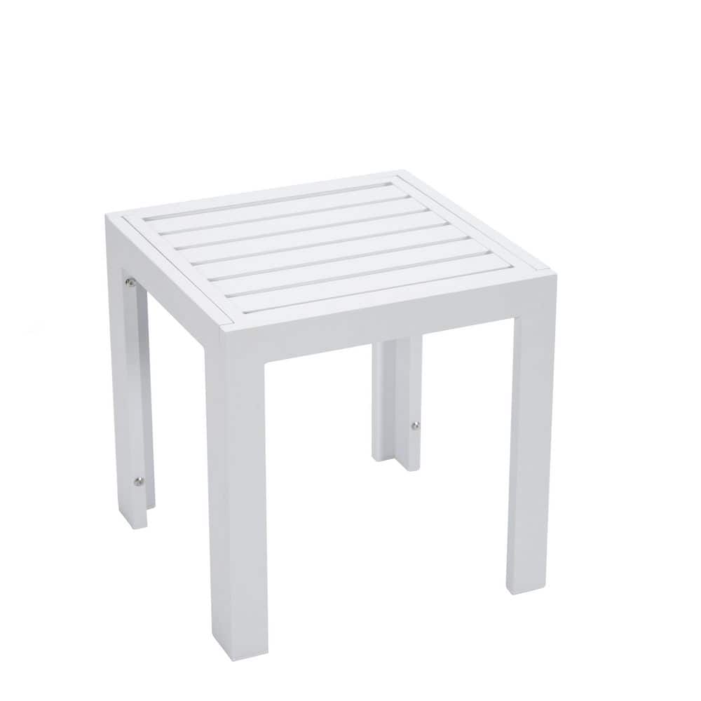 Chelsea White Aluminum Square Patio Side Table
