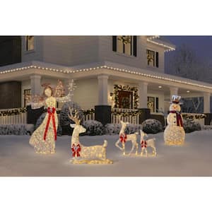 3.5 ft Polar Wishes White LED Lying Deer Yard Sculpture