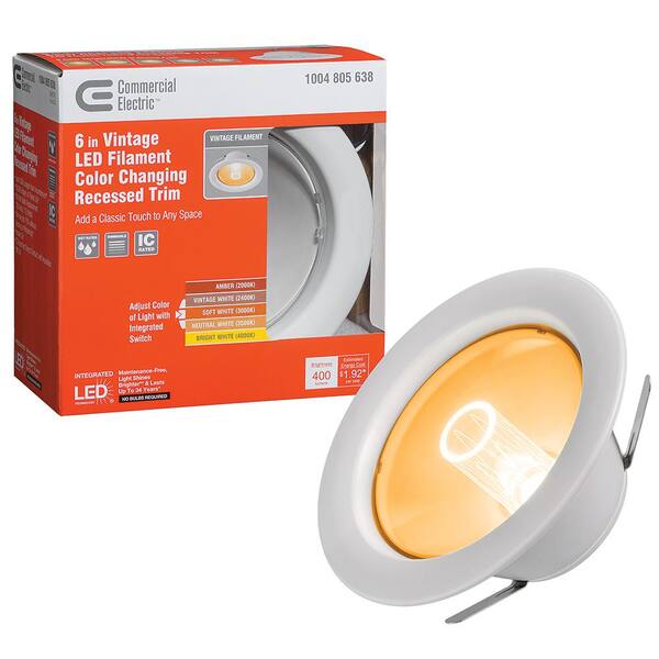 Commercial Electric 6 in. Vintage Inspired Filament Lens Selectable CCT ...
