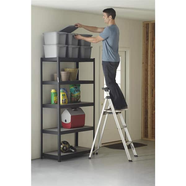 Cosco 3 Step 5 ft. Lite Solutions Folding Step Stool Black 20552ABL The Home Depot