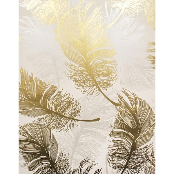 Advantage Clemente Gold Foil Feather Gold Wallpaper Sample 2834-M1392SAM -  The Home Depot