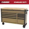 Husky Standard-Duty 52 in. W 10-Drawer Matte Tan Mobile Workbench Cabinet with Solid Wood Top H52MWC10TAN