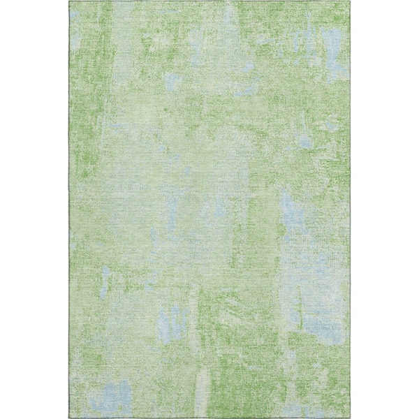 Mayfield Premium Machine Washable Abstract AMF989 Green 10 ft. x 14 ft. Area Rug