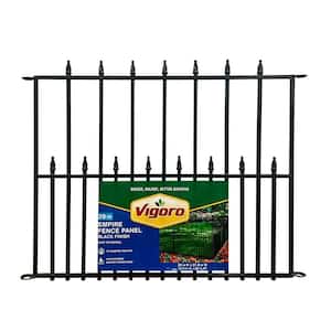 Empire 29 in. x 38 in. Black Steel 3-Rail Fence Panel