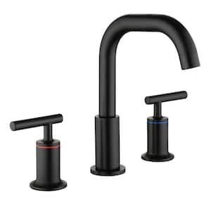 Modern 8 in. Widespread 2-Handle Bathroom Faucet in Black