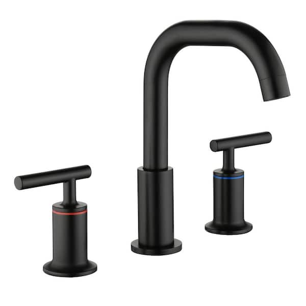 Satico Modern 8 in. Widespread 2-Handle Bathroom Faucet in Black