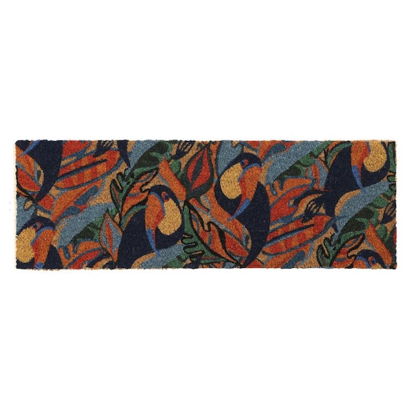 Unbranded Toucans Multicolored 30 in. x 10 in. Sheltered Front Door Mat Coir Coco Fibers