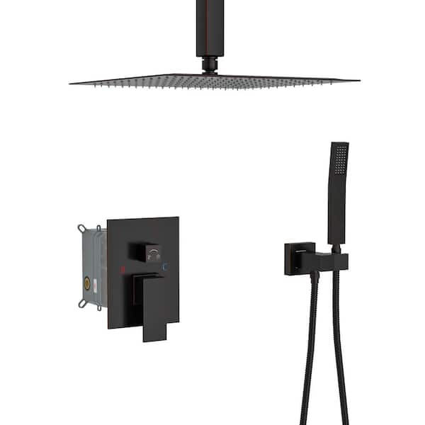 Fapully Single Handle 2-Spray Shower Faucet 1.8 GPM with Drip Free Ceiling Mount Shower with Hand Shower Oil Rubbed Bronze