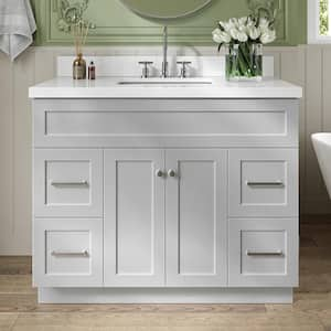 Hamlet 43 in. W x 22 in. D x 36 in. H Bath Vanity in Grey with Pure White Quartz Top