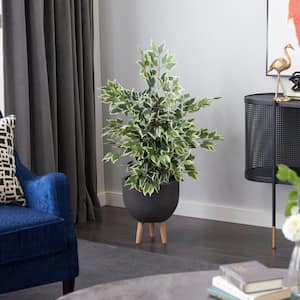 38 in. H Ficus Artificial Tree with Realistic Leaves and Black Plastic Pot