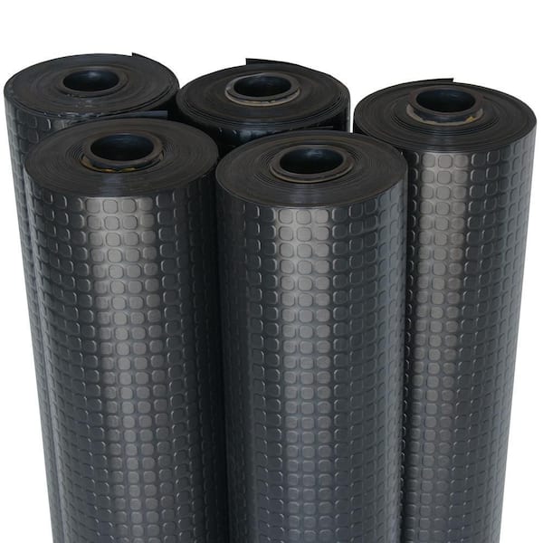 Rubber-Cal Recycled Rubber - 60A - Sheets and Rolls 1/4 in. T x 4 ft. W x 24 ft. L Black Rubber Garage Flooring 21-100