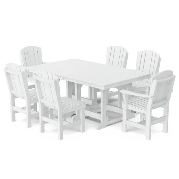 Heritage White 7-Piece Plastic Outdoor Patio Dining Set