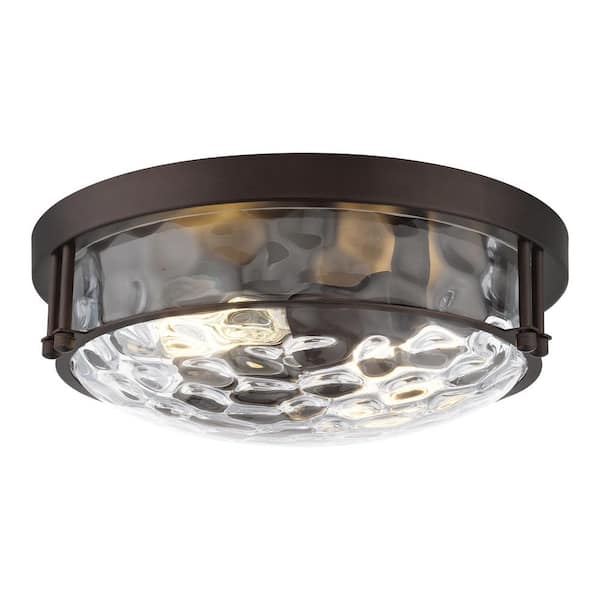JAZAVA 13 in. 2 Light Farmhouse Flush Mount