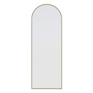 24 in. x 67 in. Arch Leaner Dressing Stainless Steel Framed Wall Mirror in Satin Brass