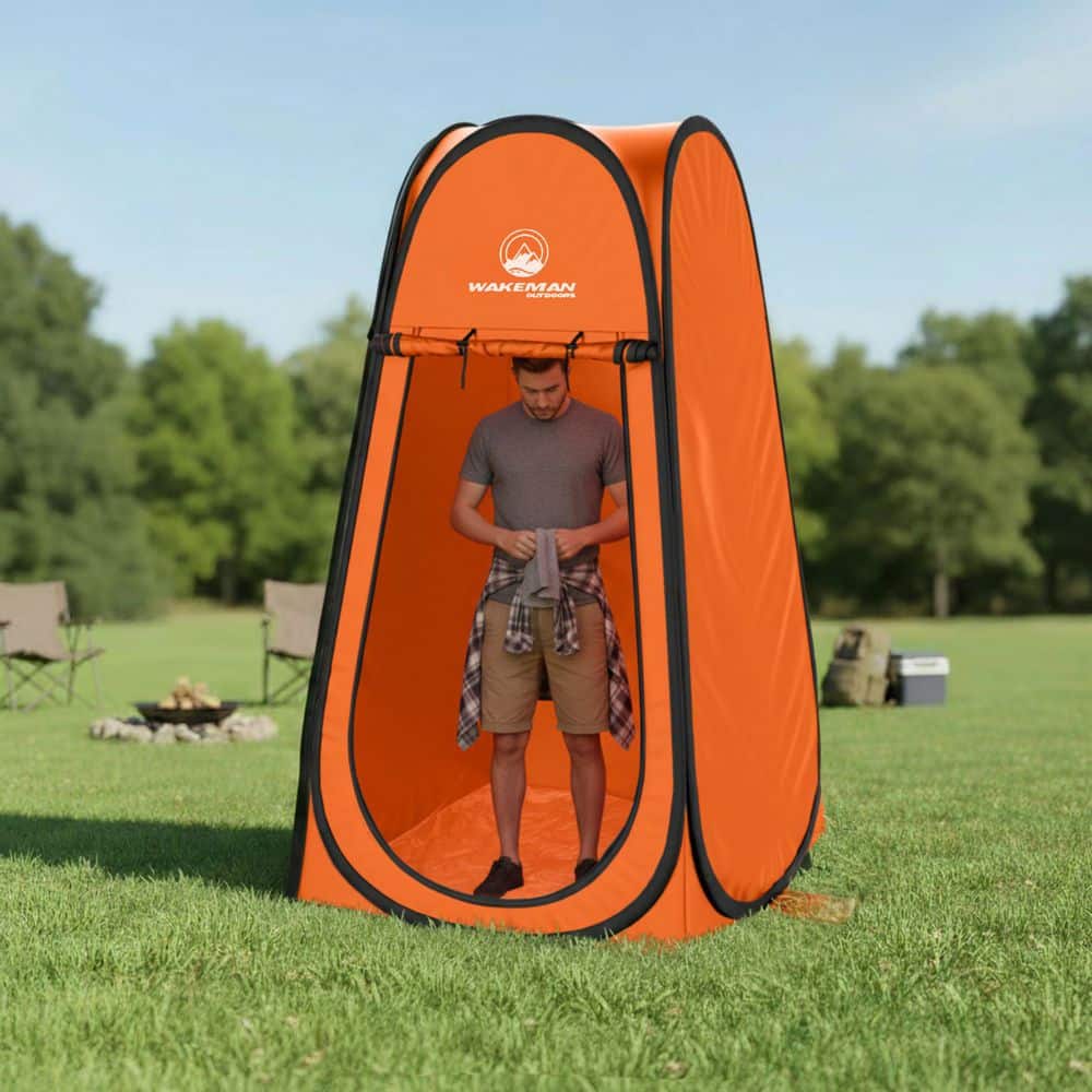 Wakeman Outdoors 3.3 ft. x 3.3 ft. Pop Up Privacy Tent, Orange 75-CMP1166