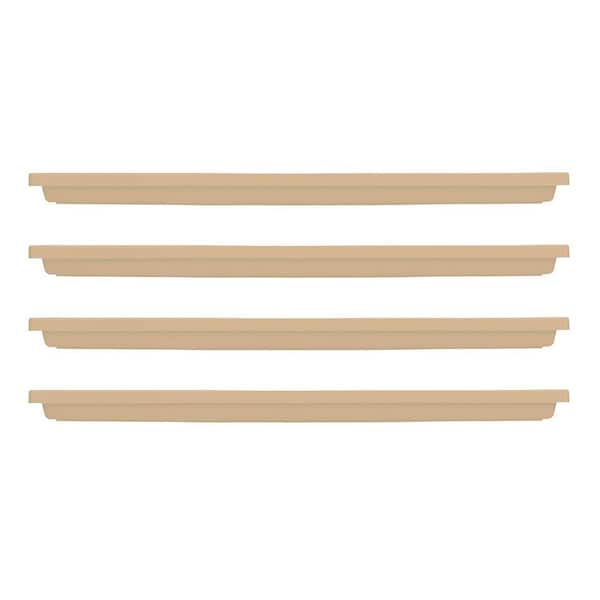 THE HC COMPANIES Venetian 23.5 in. Resin Plastic Rectangular Flower Box Saucers, Sandstone (4-Pack)