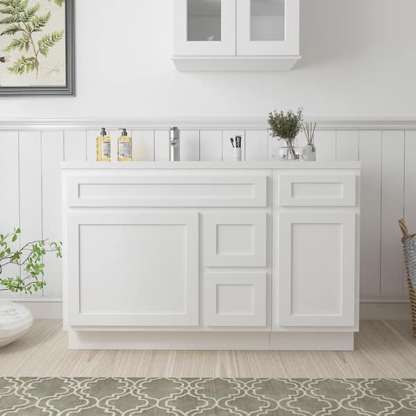 Vanity Art 51 in. W x 21 in. D x 32.5 in. H Bath Vanity Cabinet without Top in White
