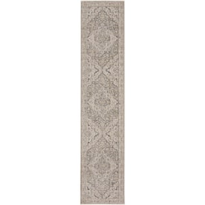 Nyle Ivory Taupe 2 ft. x 10 ft. Vintage Persian Kitchen Runner Area Rug