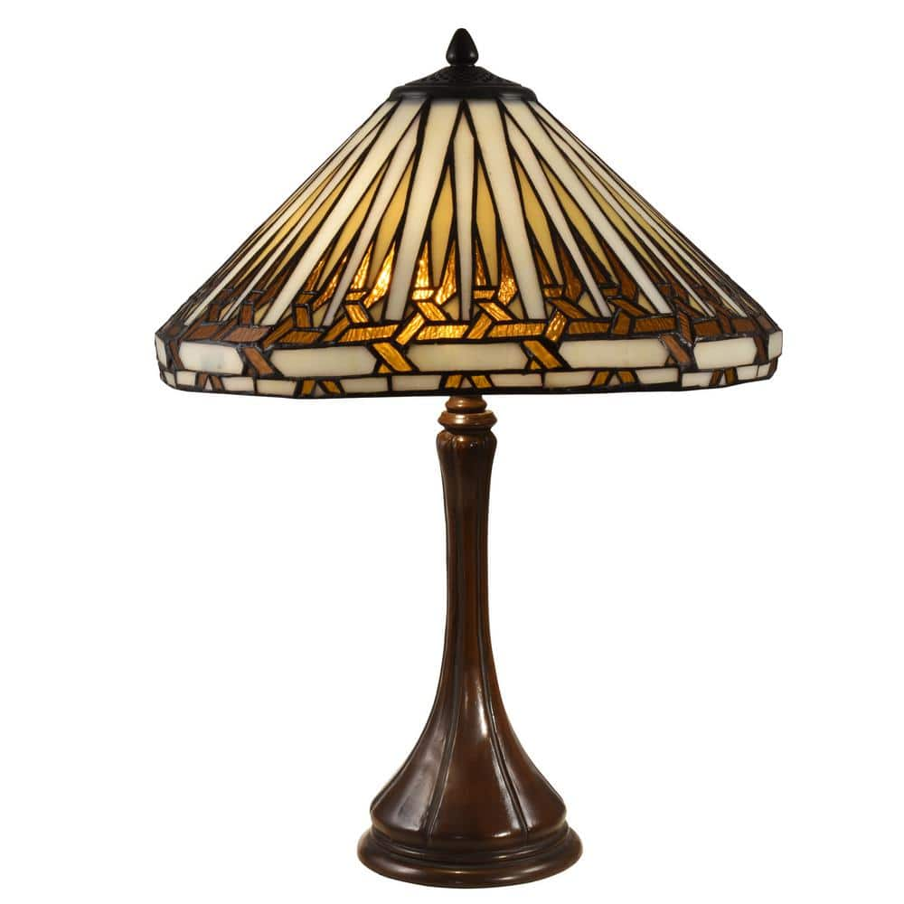 Dale Tiffany 22 in. Antique Bronze Table Lamp with Hand Rolled Art ...