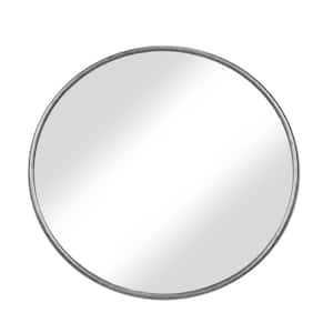 Small Round Silver Modern Mirror (1 in. H x 36 in. W)