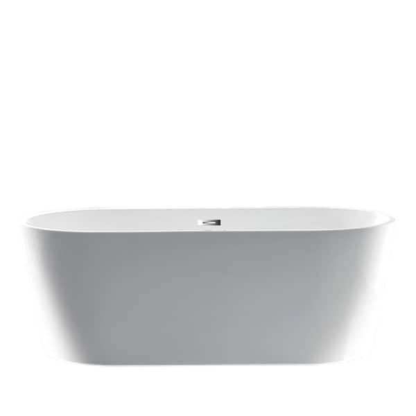 EPOWP 67 in. Acrylic Flatbottom Soaking Bathtub in White