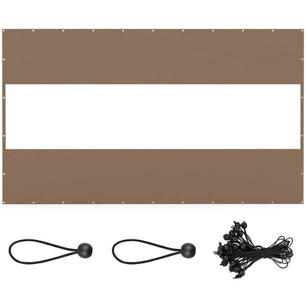 7 ft. H x 10 ft. W Outdoor Brown Winter 18 oz. Waterproof Clear PVC Panel Curtain Heavy Duty Privacy Screen