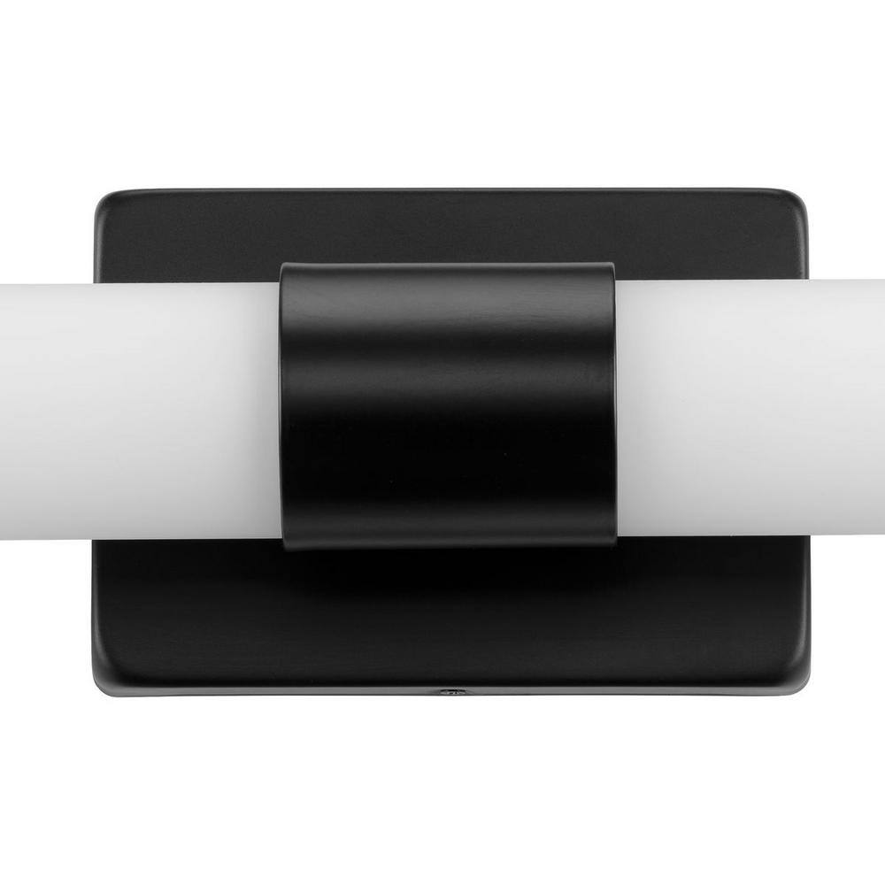 Blanco Black LED Wall Sconce with Etched White Glass Shade