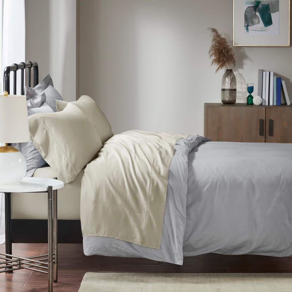 Ivory California King Cotton Blend 4-Piece Sheet Set