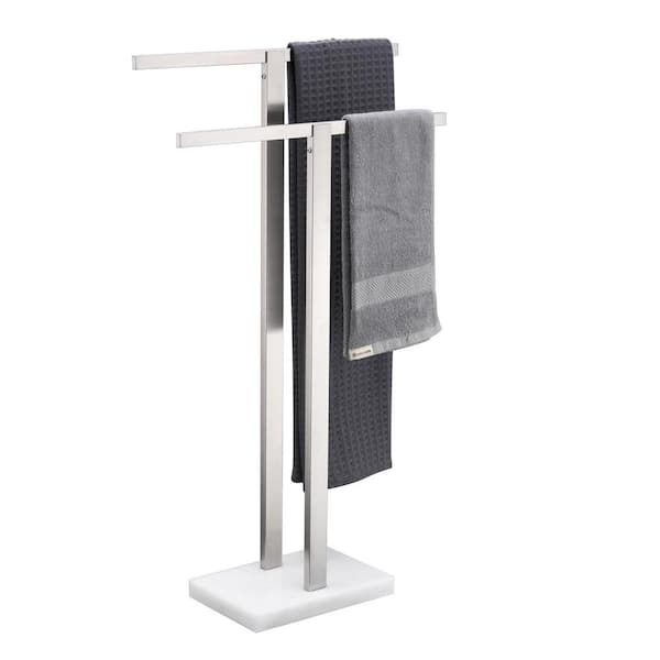 Unbranded 2-Tier Bathroom Standing Towel Rack with Marble Base, Stainless Steel in Burshed Nickel (1-Pack)
