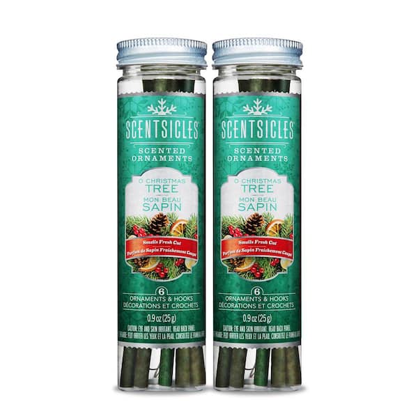 Scented Ornaments, 6ct Bottle, O Christmas Tree, Fragrance-Infused Paper Sticks, 2 Pack