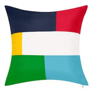 Indoor & Outdoor Bold Colorblock Reversible Nautical 20x20 Decorative Pillow