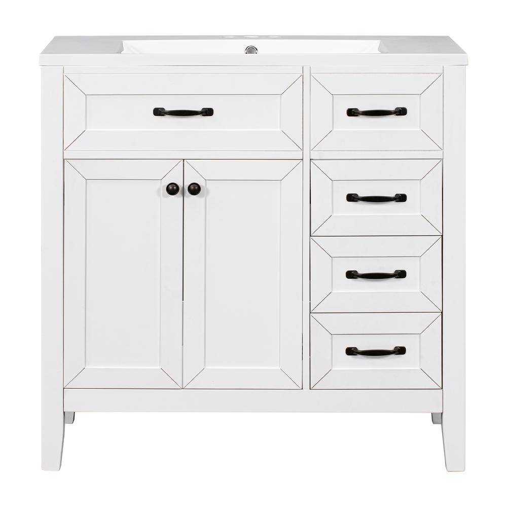 36 in. W x 18 in. D x 36 in. H Bathroom Vanity with Sink Combo, White Bathr
