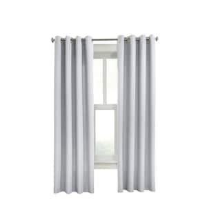 Margaret White Polyester Textured 52 in. W x 84 in. L Grommet Indoor Light Filtering Curtain (Single Panel)
