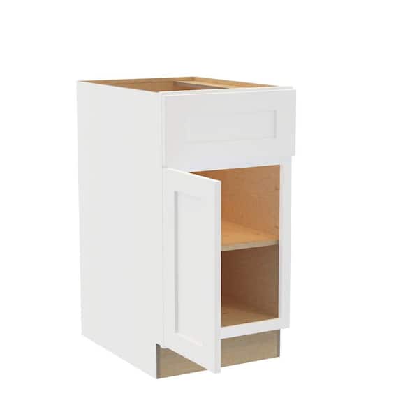 Home Decorators Collection Newport 18 in. W x 24 in. D x 34.5 in. H Assembled Plywood Base Kitchen Cabinet in Pacific White with Utility LH