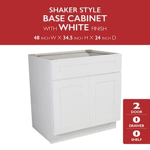 Brookings Plywood Assembled Shaker 48x34.5x24 in. 2-Door Sink Base Kitchen Cabinet in White