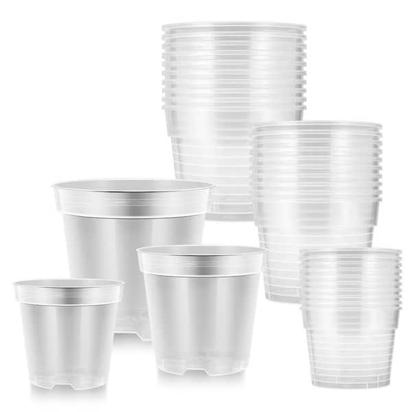 4/5/6 Inch Clear Plastic Nursery Pots with Drainage Holes (36-Pack)