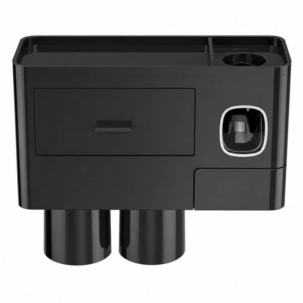 2 Cups Wall Mounted Toothbrush Holders with Toothpaste Dispenser, Large Capacity Tray, Cosmetic Drawer, Black