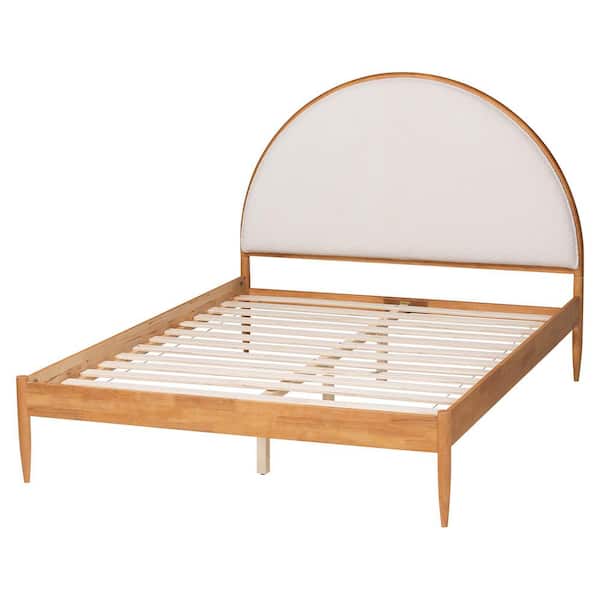 Baxton Studio Dawson Cream Teddy Fabric and Walnut Brown